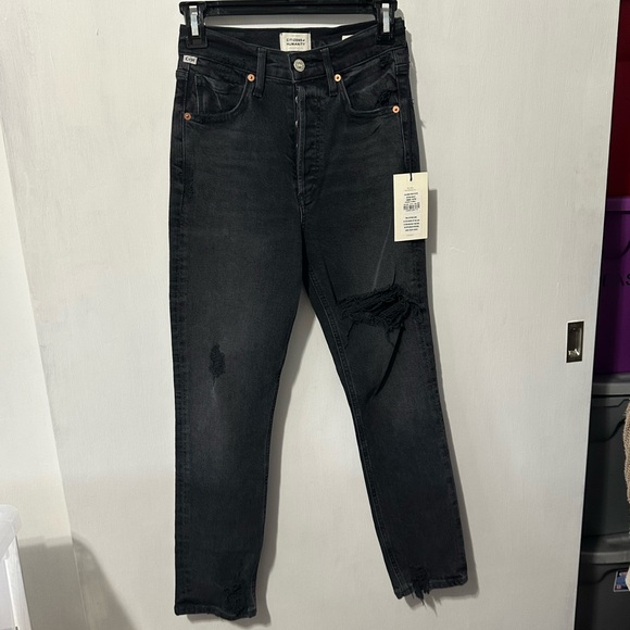 Citizens Of Humanity Denim - Citizens of Humanity high-rise slim jeans black-wash distress sz 23 new wi tags
